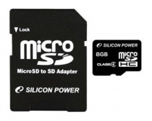   microSDHC 8Gb Class4 Silicon Power SP008GBSTH004V10-SP + adapter