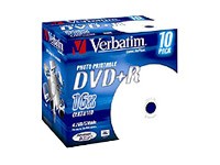  DVD+R Verbatim 4.7Gb 16x Jewel Case Printable (10) 43508