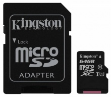   microSDXC 64Gb Class10 Kingston SDC10G2/64GB + adapter