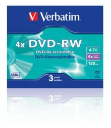  DVD-RW Verbatim 4.7Gb 4x Slim Case (3) 43635