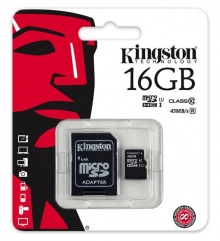   microSDHC 16Gb Class10 Kingston SDC10G2/16GB + adapter