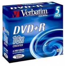  DVD+R Verbatim 4.7Gb 16x DataLife+ (5) 43497