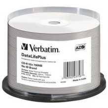  CD-R Verbatim 700Mb 52x DL+ White Wide Thermal Printable (50) (43756)