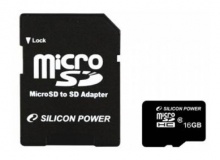   microSDHC 16Gb Class10 Silicon Power SP016GBSTH010V10-SP + adapter