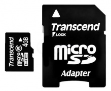   microSDHC 4Gb Class6 Transcend TS4GUSDHC6 + adapter