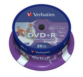 Диск DVD+R Verbatim 4.7Gb 16x Cake Box Printable (25шт) 43539