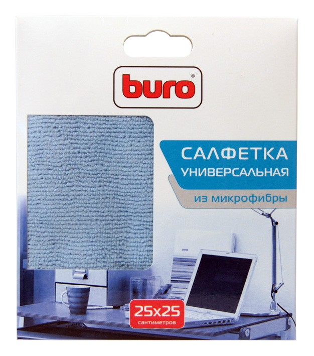 Салфетка Buro BU-MF из микрофибры, 25 х 25 см для удаления пыли коробка 1шт сухая