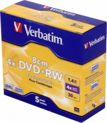 Диски DVD+RW Verbatim 1,46Gb 4x 8cm Jewel Case (5шт) 43565