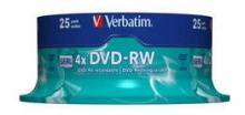  DVD-RW Verbatim 4,7Gb 4x Cake Box (25) 43639