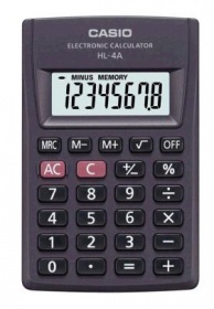 Калькулятор карманный Casio HL-4A 8 разрядов серый питание от батареи расчет % большой дисплей