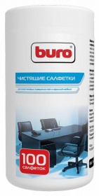 Салфетки Buro BU-Tsurl, 100 шт. для пластиковых поверхностей и офисной мебели туба 100шт влажных