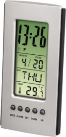 Термометр Hama H-75298 настольный термометр/часы/будильник серебристый/черный