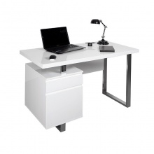 Стол для компьютера Бюрократ DL-HG003/WHITE столешница МДФ белый каркас хром 115х60х76см