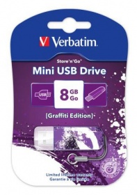 Флеш Диск Verbatim 8Gb Store n Go Mini GRAFFITI EDITION 98164 USB2.0 пурпурный