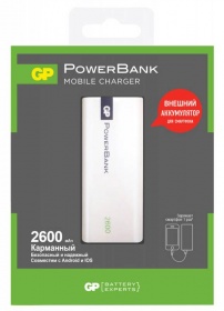   GP Portable PowerBank 1C02AWE Li-Ion 2600mAh 1A  1xUSB