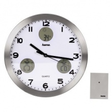 Часы Hama H-113982 AG-300 настенные аналог с метеостанцией диаметр 30 см серебр