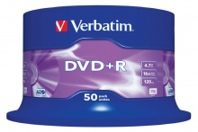Диск DVD+R Verbatim 4.7Gb 16x Cake Box (50шт) 43550