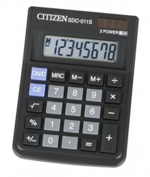 Калькулятор настольный Citizen SDC-011S черный 8-разр. 2-е питание SQRT