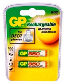 Аккумулятор GP Rechargeable NiMH 65AAAHC 650mAh AAA (2шт. уп)