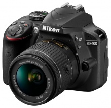 Зеркальный Фотоаппарат Nikon D3400 черный 24.2Mpix 18-55mm f/3.5-5.6 VR AF-P 2.9" 1080p Full HD SDXC