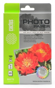 Фотобумага Cactus CS-MA619025 A6/190г/м2/25л./белый матовое для струйной печати