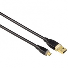 Кабель Hama H-78490 USB 2.0 A-micro B (m-m) 0.75 м позолоченные контакты 3зв черный