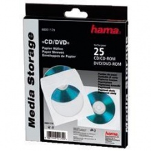 Конверты Hama H-51179 для CD/DVD бумажные с прозрачным окошком 25 шт. белый