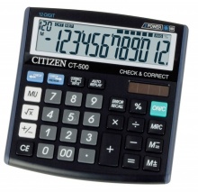 Калькулятор настольный Citizen CT-500J 12 разрядов черный двойное питание проверка коррекция наценка