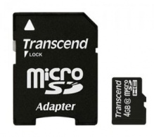 Флеш карта microSDHC 4Gb class10 + adapter Transcend (TS4GUSDHC10)